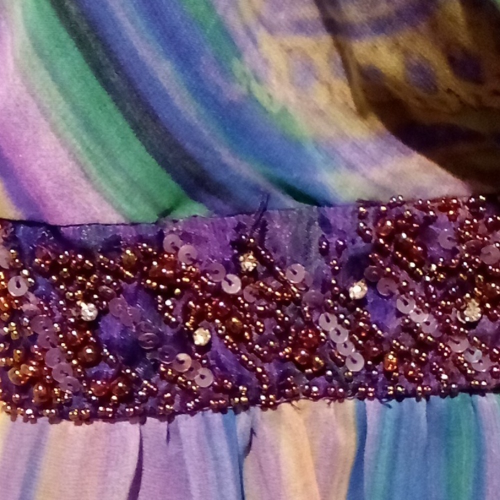 Oleg Cassini Paisley Floral Maxi Dress, ladies size 10 - Picture 4 of 10
